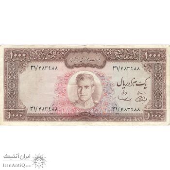 اسکناس 1000 ریال (آموزگار - سمیعی) نوشته سیاه - تک - VF35 - محمد رضا شاه اسکناس 1000 ریال (آموزگار - سمیعی) نوشته سیاه - تک - VF35 - محمد رضا شاه