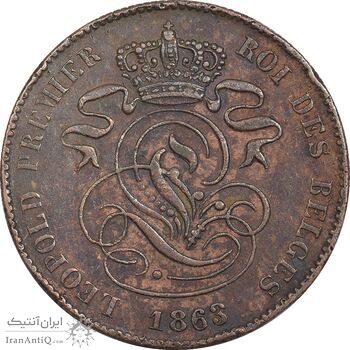 سکه 2 سانتیم 1863 لئوپولد یکم - EF45 - بلژیک