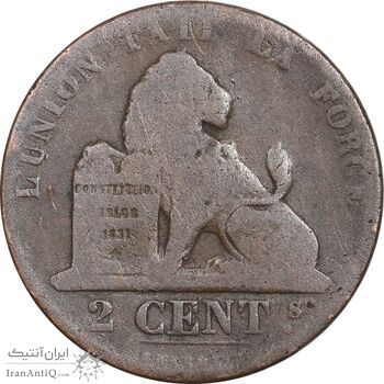 سکه 2 سانتیم 1865 لئوپولد یکم - VF20 - بلژیک