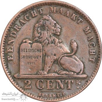 سکه 2 سانتیم 1905 لئوپولد دوم (نوشته هلندی) - EF40 - بلژیک