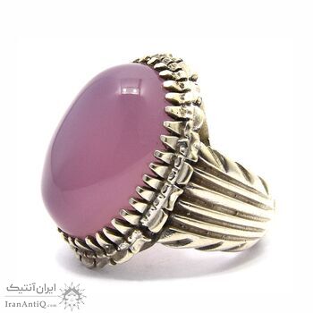 انگشتر نقره مردانه عقیق یاسی - سایز 13