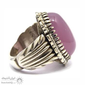 انگشتر نقره مردانه عقیق یاسی - سایز 13