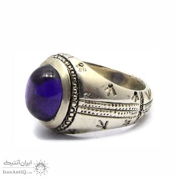 انگشتر نقره مردانه توپاز آزمایشگاهی - سایز 10