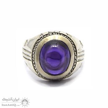 انگشتر نقره مردانه توپاز آزمایشگاهی - سایز 10