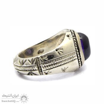 انگشتر نقره مردانه توپاز آزمایشگاهی - سایز 10