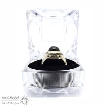 انگشتر نقره مردانه توپاز آزمایشگاهی - سایز 10