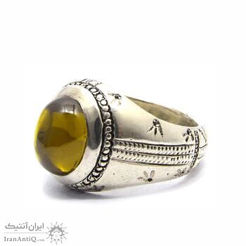 انگشتر نقره مردانه توپاز آزمایشگاهی - سایز 9/5