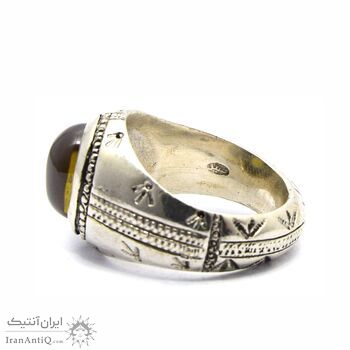انگشتر نقره مردانه توپاز آزمایشگاهی - سایز 9/5