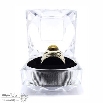 انگشتر نقره مردانه توپاز آزمایشگاهی - سایز 9/5