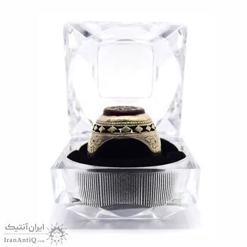 انگشتر نقره مردانه عقیق یمنی (تراش ثبتی) - سایز 10