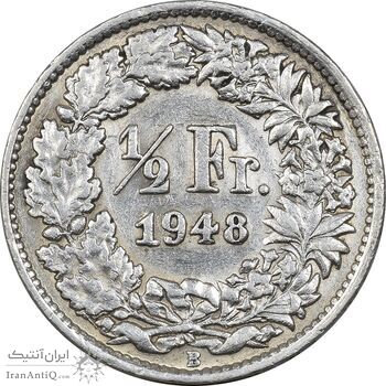 سکه 1/2 فرانک 1948 دولت فدرال - EF40 - سوئیس سکه 1/2 فرانک 1948 دولت فدرال - EF40 - سوئیس