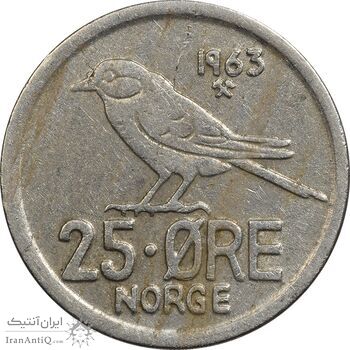سکه 25 اوره 1963 اولاف پنجم - VF30 - نروژ سکه 25 اوره 1963 اولاف پنجم - VF30 - نروژ
