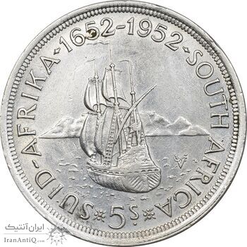 سکه 5 شیلینگ 1952 جرج ششم - EF45 - آفریقای جنوبی