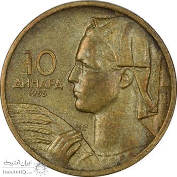 سکه 10 دینار 1955 جمهوری فدرال خلق - AU50 - یوگوسلاوی