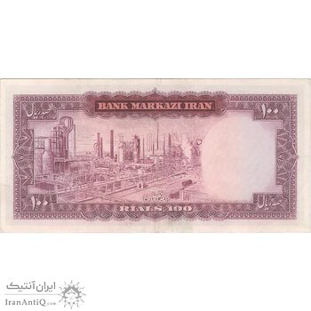 اسکناس 100 ریال (آموزگار - سمیعی) نوشته قرمز - تک - EF45 - محمد رضا شاه