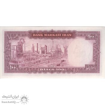 اسکناس 100 ریال (آموزگار - جهانشاهی) - تک - UNC63 - محمد رضا شاه