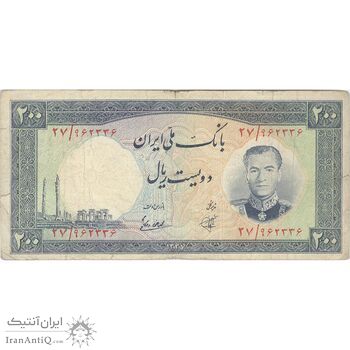 اسکناس 200 ریال 1337 - تک - VF20 - محمد رضا شاه اسکناس 200 ریال 1337 - تک - VF20 - محمد رضا شاه