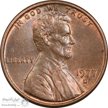 سکه 1 سنت 1977D لینکلن - MS62 - آمریکا
