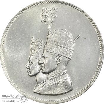 مدال یادبود نقره جشن تاجگذاری 1346 - UNC - محمد رضا شاه