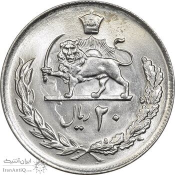 سکه 20 ریال 2537 - MS63 - محمد رضا شاه