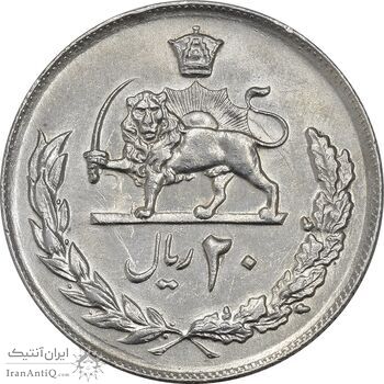 سکه 20 ریال 1357 - AU50 - محمد رضا شاه