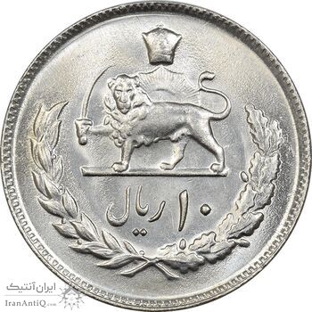 سکه 10 ریال 1357 - MS63 - محمد رضا شاه سکه 10 ریال 1357 - MS63 - محمد رضا شاه