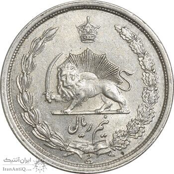 سکه نیم ریال 1313 - 3 تاریخ متوسط - AU58 - رضا شاه