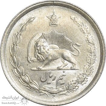 سکه نیم ریال 1313 (3 تاریخ بزرگ پایین) - MS62 - رضا شاه