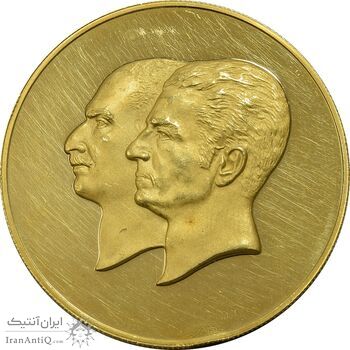 مدال طلا 40 گرمی بانک ملی (دایره) - MS61 - محمد رضا شاه
