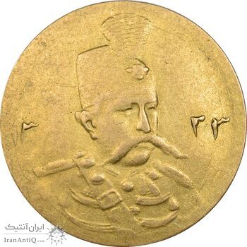 سکه طلا 5000 دینار 1323 تصویری - AU58 - مظفرالدین شاه