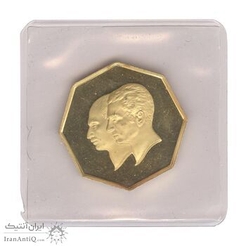 مدال طلا 5 گرمی بانک ملی (هشت ضلعی با پلمپ) - PF66 - محمد رضا شاه