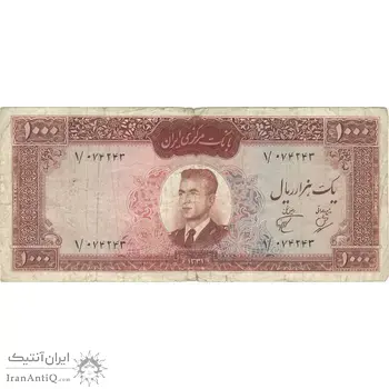 اسکناس 1000 ریال 1341 - تک - VF20 - محمد رضا شاه