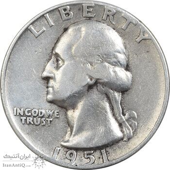 سکه کوارتر دلار 1951D واشنگتن - EF45 - آمریکا