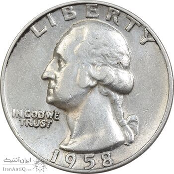 سکه کوارتر دلار 1958D واشنگتن - EF45 - آمریکا