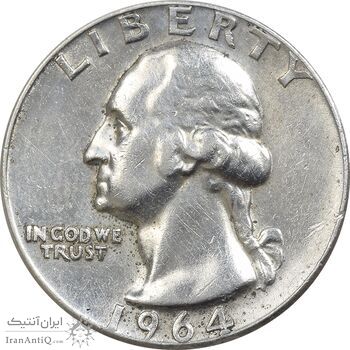 سکه کوارتر دلار 1964D واشنگتن - AU50 - آمریکا سکه کوارتر دلار 1964D واشنگتن - AU50 - آمریکا