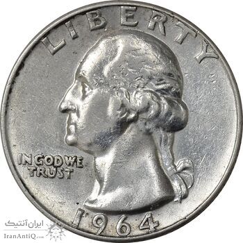 سکه کوارتر دلار 1964 واشنگتن - EF45 - آمریکا