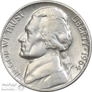 سکه 5 سنت 1964 جفرسون - EF45 - آمریکا