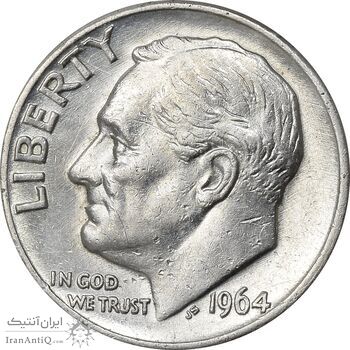 سکه 1 دایم 1964D روزولت - AU58 - آمریکا سکه 1 دایم 1964D روزولت - AU58 - آمریکا