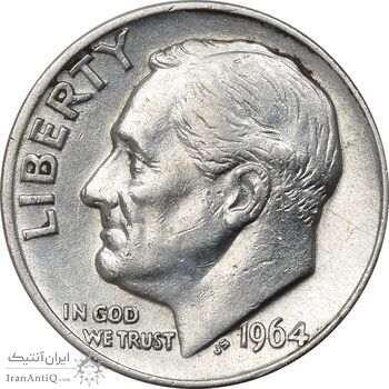 سکه 1 دایم 1964D روزولت - AU55 - آمریکا سکه 1 دایم 1964D روزولت - AU55 - آمریکا