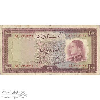 اسکناس 100 ریال 1333 - تک - VF20 - محمد رضا شاه