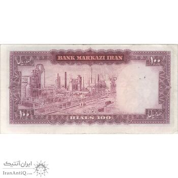 اسکناس 100 ریال (آموزگار - فرمان فرماییان) نوشته سیاه - تک - VF35 - محمد رضا شاه