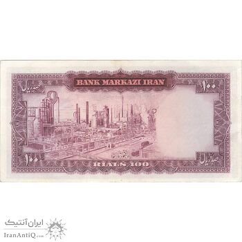 اسکناس 100 ریال (آموزگار - سمیعی) نوشته قرمز - تک - EF45 - محمد رضا شاه