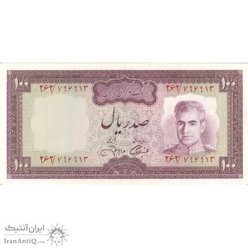 اسکناس 100 ریال (آموزگار - جهانشاهی) - تک - UNC62 - محمد رضا شاه
