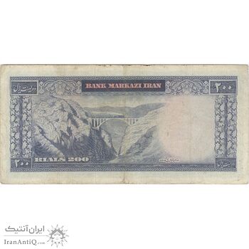 اسکناس 200 ریال (آموزگار - سمیعی) نوشته قرمز - تک - VF30 - محمد رضا شاه