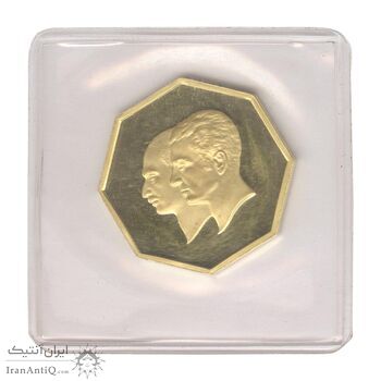 مدال طلا 5 گرمی بانک ملی (هشت ضلعی با پلمپ) - PF66 - محمد رضا شاه