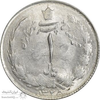 سکه 1 ریال 1325 - (مکرر روی سکه) - MS63 - محمد رضا شاه