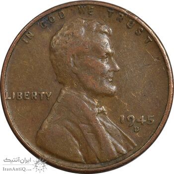 سکه 1 سنت 1945D لینکلن - VF30 - آمریکا