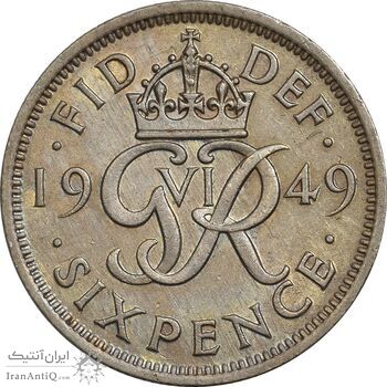 سکه 6 پنس 1949 جرج ششم - AU50 - انگلستان سکه 6 پنس 1949 جرج ششم - AU50 - انگلستان