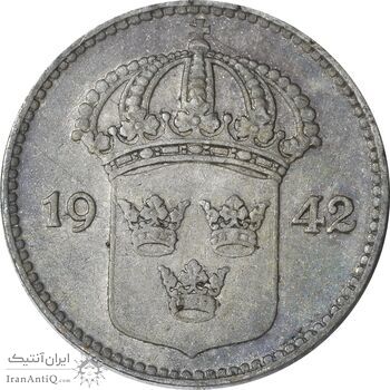 سکه 10 اوره 1942 گوستاو پنجم - AU50 - سوئد