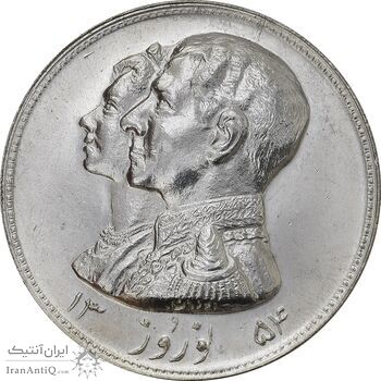 مدال نقره نوروز 1354 چوگان (با کاور فابریک) - MS62 - محمد رضا شاه